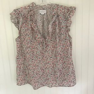 ROMANTIC PRETTY classic floral flutter sleeve top Velvet Graham & Spencer S 💋